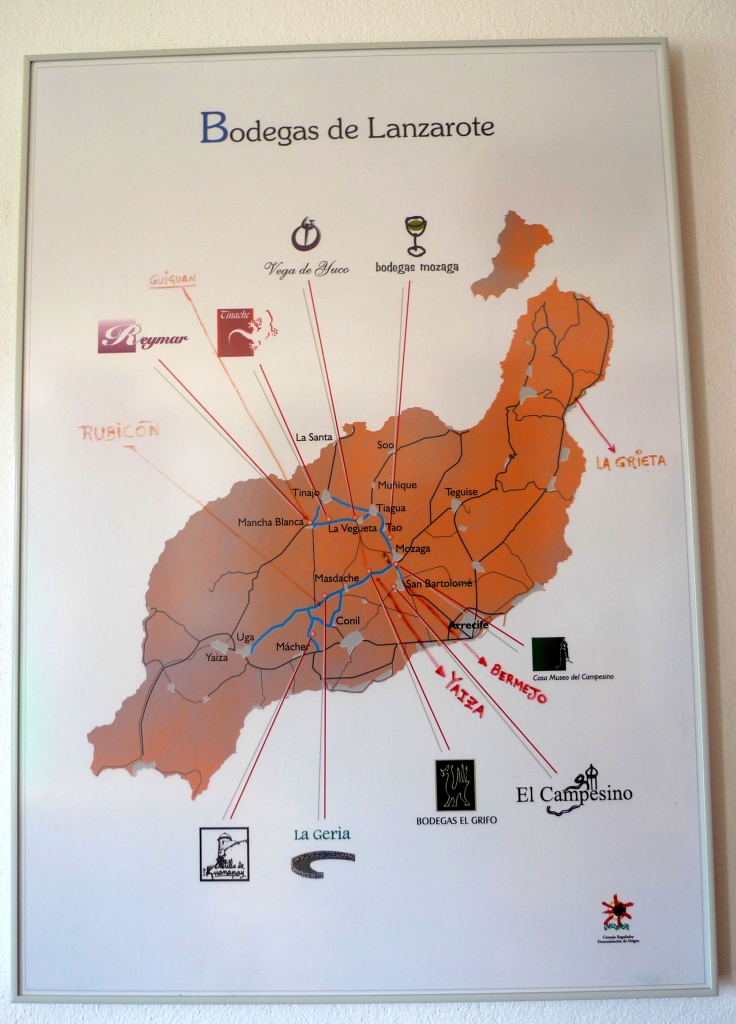 Карта бодег Лансароте. С развитием туризма их все